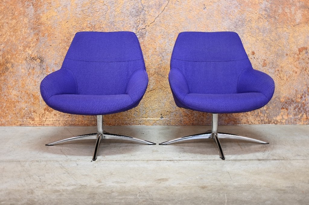 ZGANieuw 2 paarse stoffen Topform design draaifauteuils, 75 tot 100 cm, Ophalen of Verzenden, Zo goed als nieuw, Topform