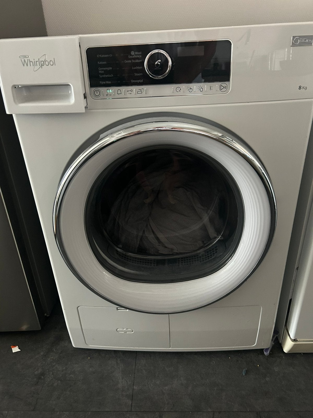 Whirlpool condensdroger, 6 tot 8 kg, Ophalen, Zo goed als nieuw, 85 tot 90 cm