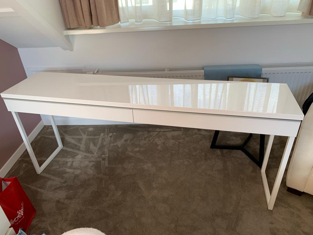 Besta Burs Bureau Hoogglans Wit - 180(!) x 40 x 74 cm, Huis en Inrichting, Ophalen, Demontabel, Gebruikt, IKEA