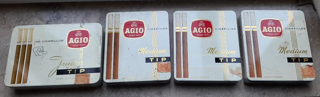 4 Agio blikken sigarendoosjes (zeer oud), Ophalen, Gebruikt, Overige typen