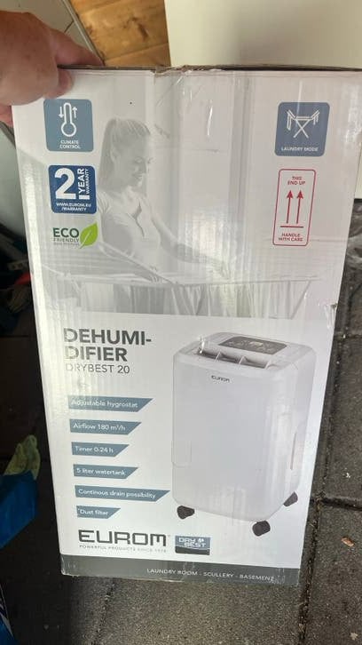 Eurom Drybest 20 Luchtontvochtiger - Vocht Slurper, Ophalen, Nieuw, Luchtontvochter