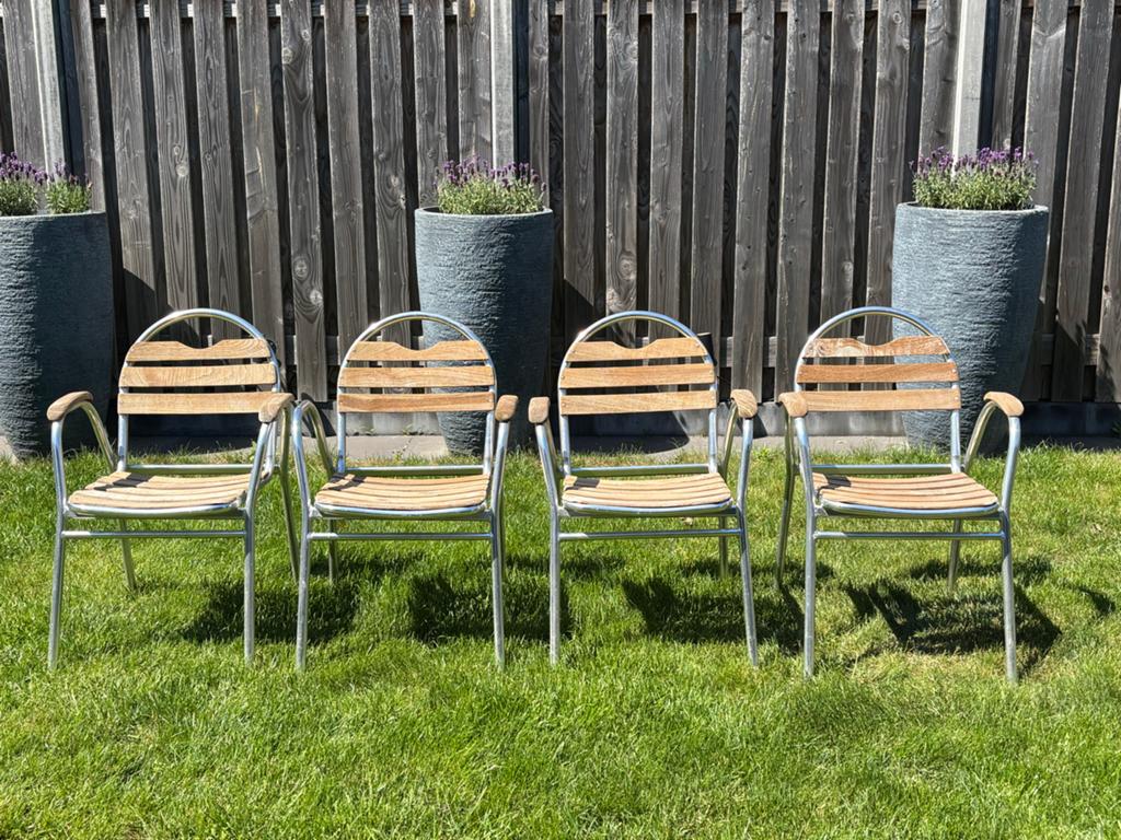 Set van 4 tuinstoelen, Ophalen, Gebruikt, Hout