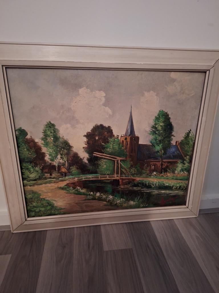 Schilderij van kerk met brug uit Kortenhoef, Ophalen
