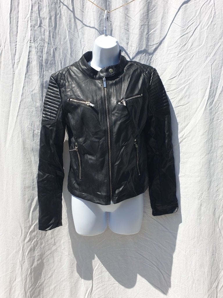 Stoer zwart nepleren jasje. Mt 38. Merk Amisu, Kleding | Dames, Maat 38/40 (M), ., Zwart, Ophalen of Verzenden