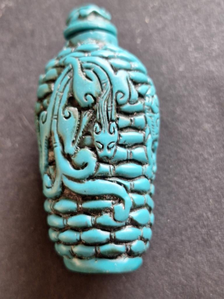 Turquoise snuff flesje  chinees, Antiek en Kunst, Ophalen of Verzenden