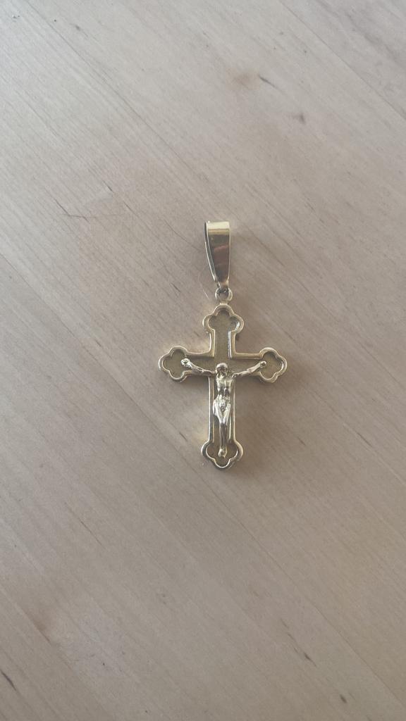 14 karaats gouden kruis hanger, Sieraden, Tassen en Uiterlijk, Kettinghangers, Ophalen, Nieuw, Kruis of Symbool, Goud