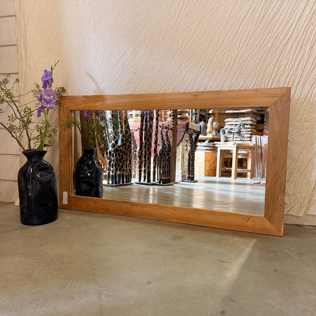 facet geslepen spiegel teak lijst 150 x 80 cm Gratis bezorgd, Huis en Inrichting, TTM Wonen, Meubels – (Perzische) Tapijten en Woonaccessoires
