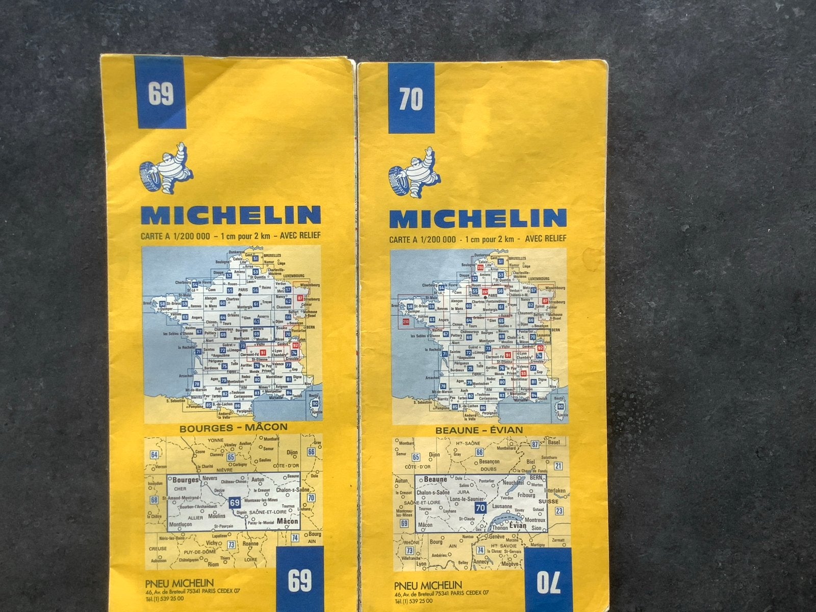Michelin kaarten 69 & 70 - Frankrijk, Boeken, Atlassen en Landkaarten, Gelezen, Frankrijk, Ophalen of Verzenden, Landkaart