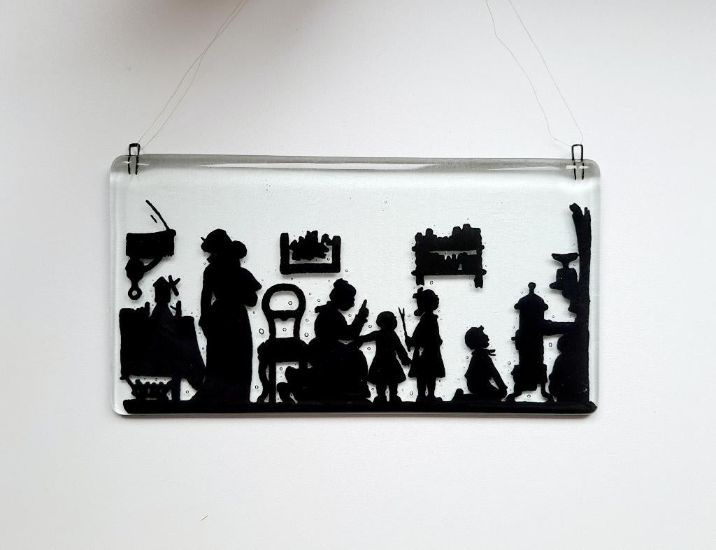 Vintage Retro glazen raamhanger in silhoutstijl jaren 60, Verzamelen, Retro, Ophalen of Verzenden, Huis en Inrichting