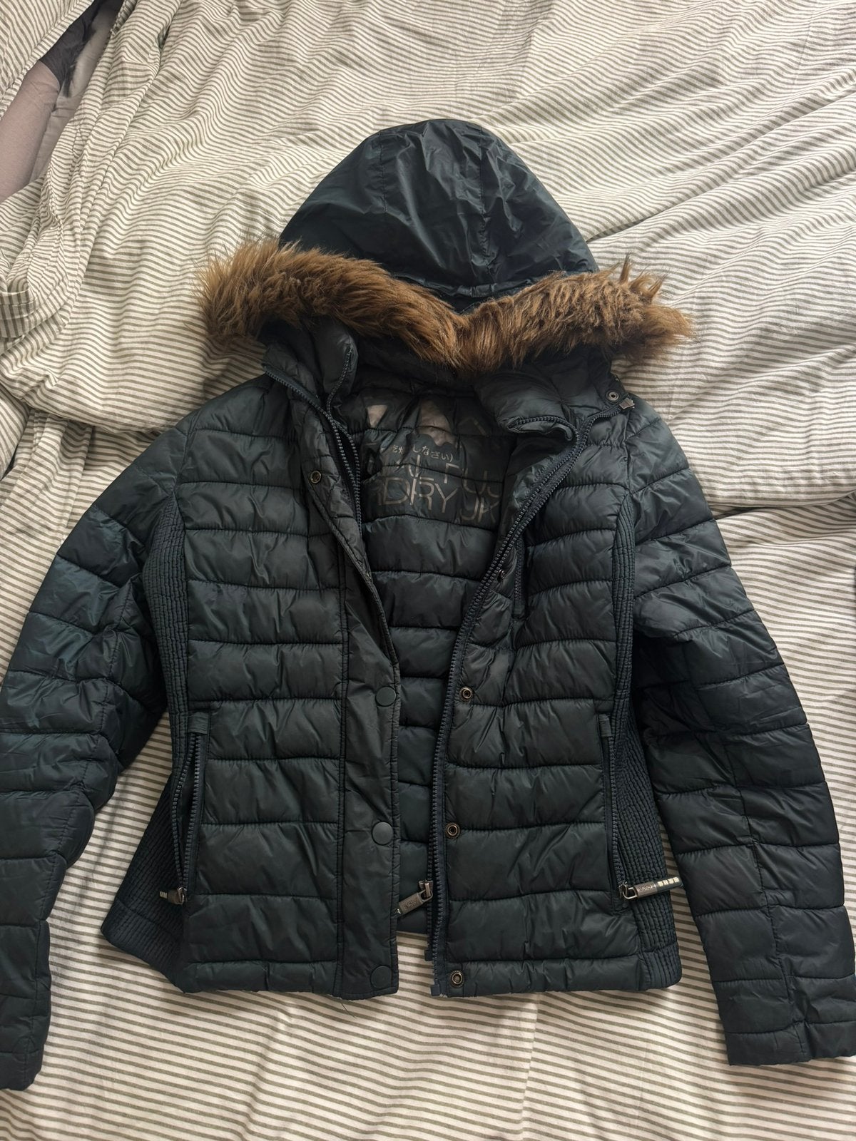 Superdry Mountain Goddess Puffer Jacket - Dark teal/navy, Kleding | Dames, Ophalen of Verzenden, Gedragen, Maat 42/44 (L), Blauw