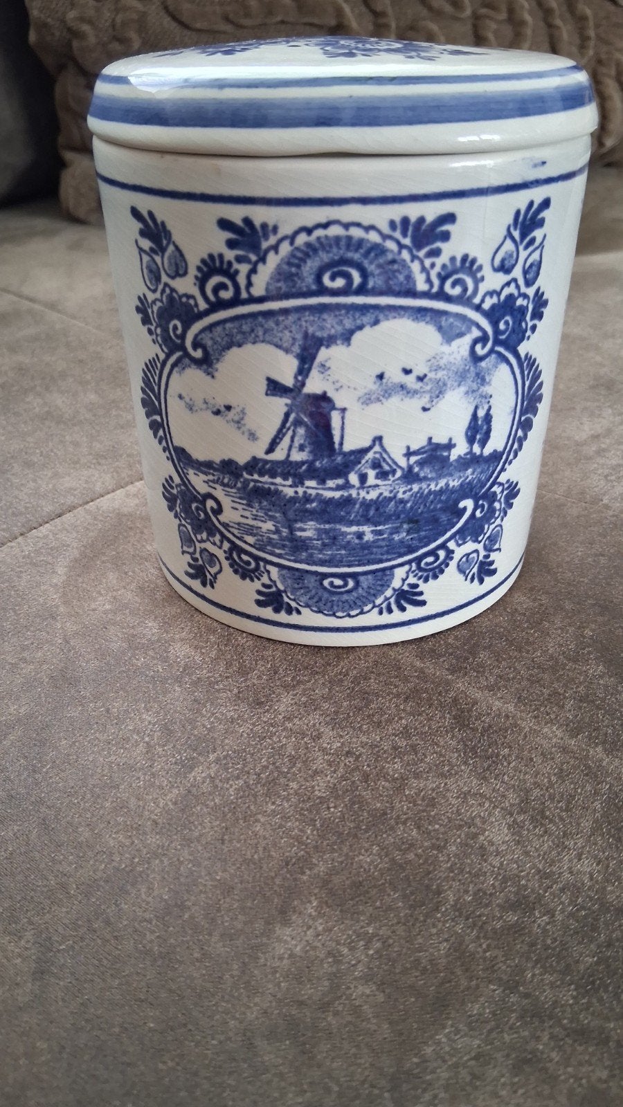 Goudse Stroopwafels Pot - Handgeschilderd Delfts Blauw, Ophalen of Verzenden