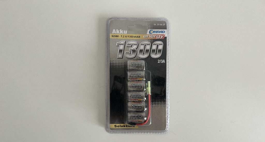 Conrad 1300 mah accu 2/3a nimh 7,2v rc, Ophalen of Verzenden, Gebruikt, Overige schalen, Onderdeel