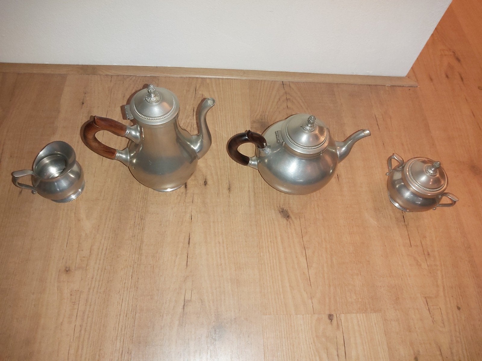 Oude Tinne Koffie Kan - Thee Kan - Suiker - Melk Kannetje., Ophalen of Verzenden