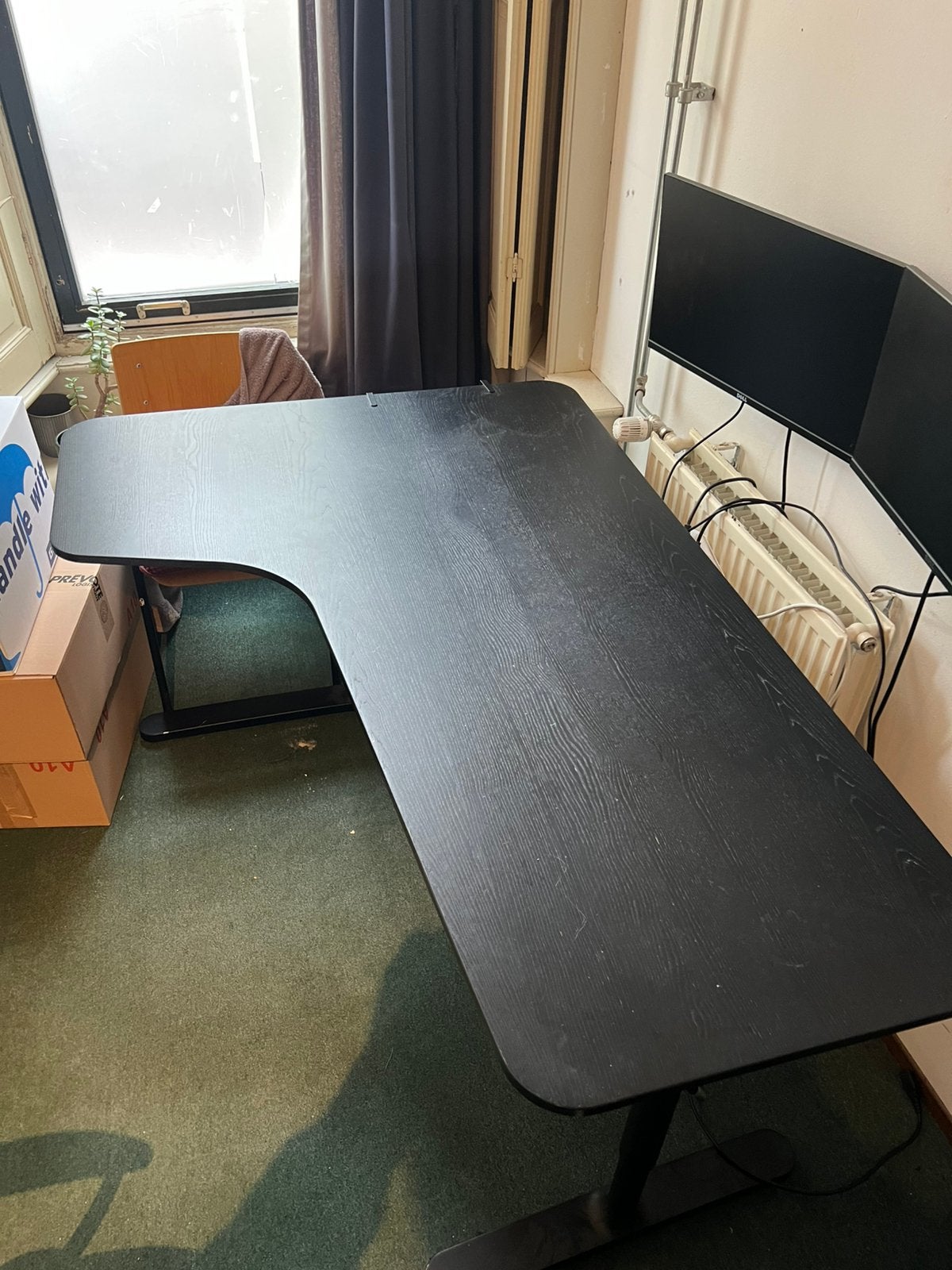 Hoek Bureau Ikea, Ophalen, Zwart, 160 cm, Gebruikt