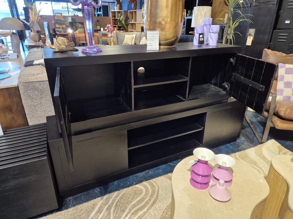 Tv Meubel Preto Zwart | 150 of 180 cm Direct Leverbaar -30%%, 150 tot 200 cm, Nieuw, Ophalen of Verzenden, Minder dan 100 cm