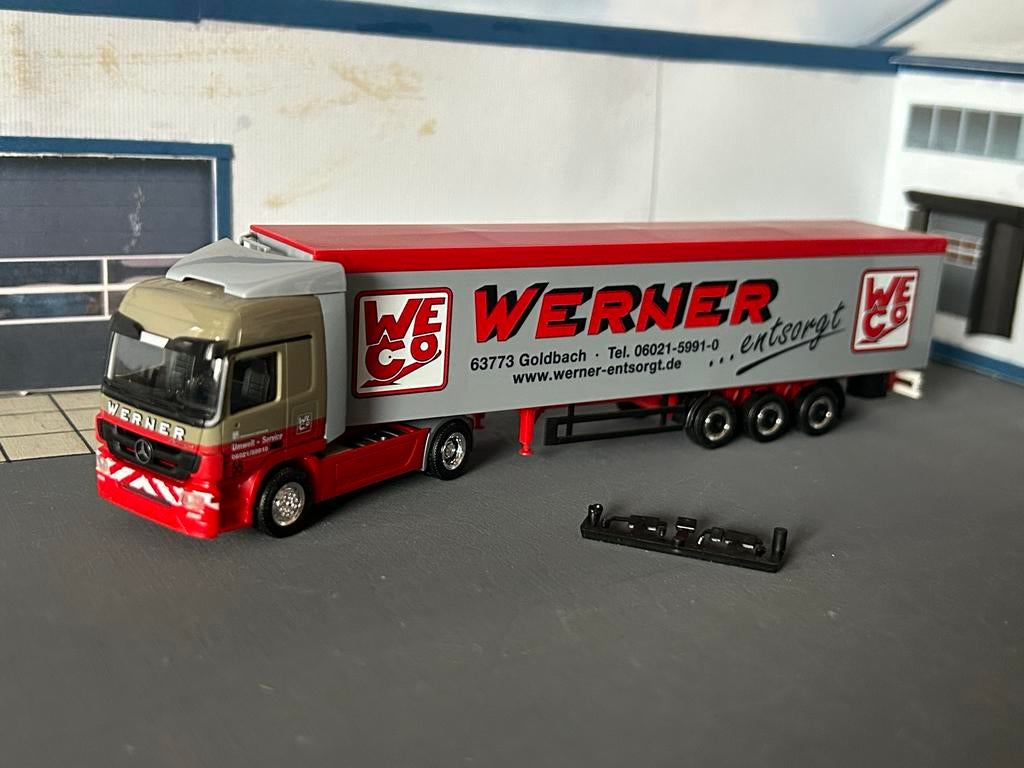 Herpa Werner Mercedes-Benz Actros Walkingfloor, Ophalen of Verzenden, Zo goed als nieuw, Bus of Vrachtwagen, Herpa