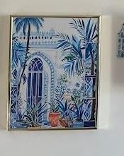 Marokkaanse Tuin canvas schilderij, Minder dan 50 cm, Ophalen of Verzenden, Zo goed als nieuw, Schilderij