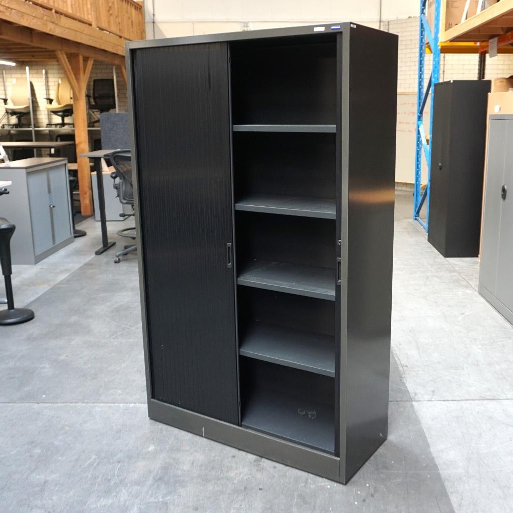 Voortman Roldeurkast | Archiefkast |195x120x45cm|Grijs/Zwart, Gebruikt, 100 tot 150 cm, -, -