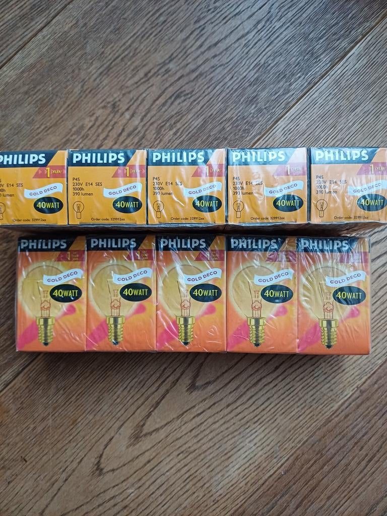 10x Philips gold deco kogellampen E14 fitting, 30 tot 60 watt, Gloeilamp, E14 (klein), Nieuw