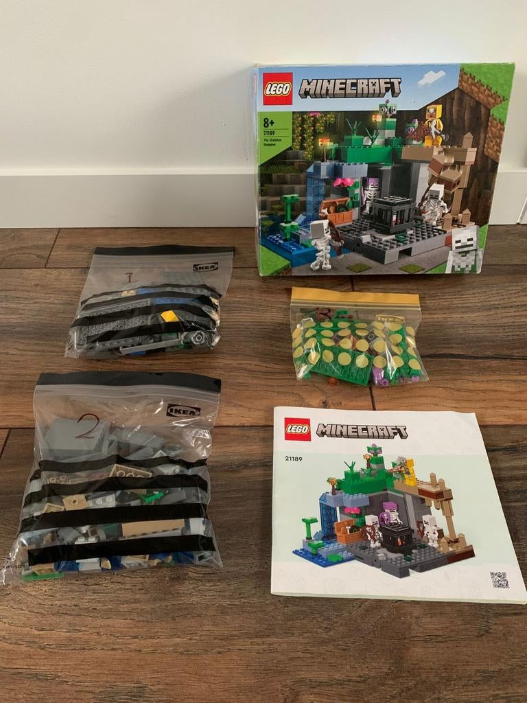 Lego Minecraft 21189 De Skeletkerker - Complete Set, Ophalen of Verzenden, Zo goed als nieuw, Complete set, Lego