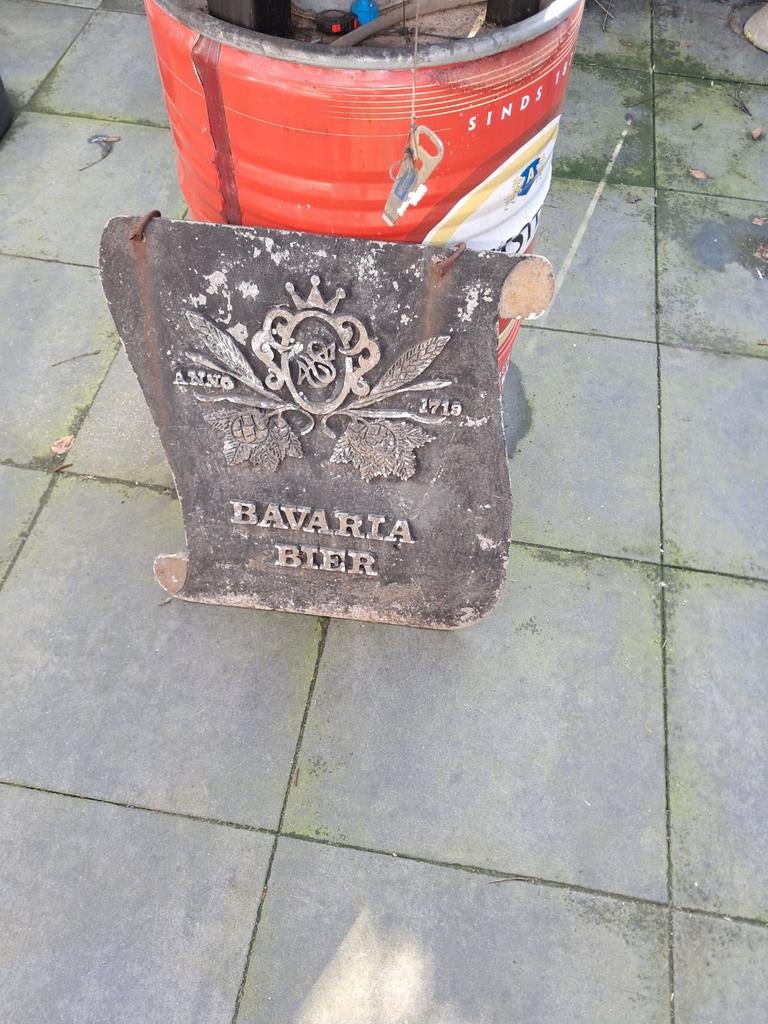 Gietijzeren Bavaria Bier Bord - Vintage Decoratie, Ophalen of Verzenden