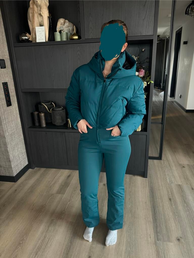 Oysho ski pak petrol blauw groen maat L valt als M, Ophalen of Verzenden, Zo goed als nieuw, Maat 38/40 (M), Pak