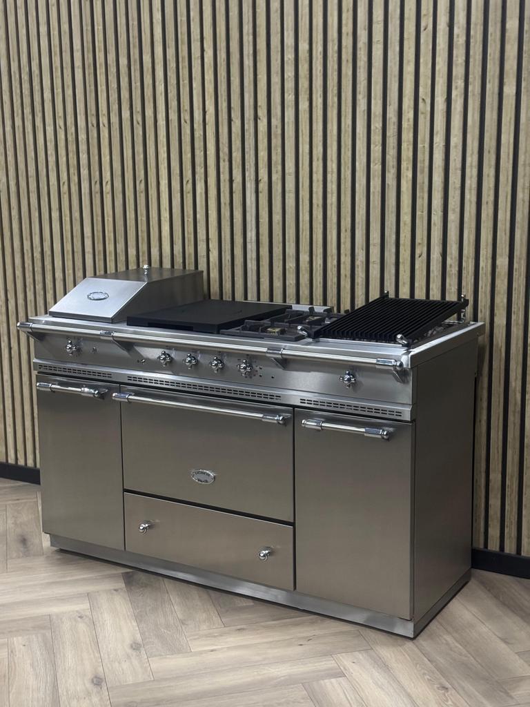 Luxe Lacanche 150cm Fornuis Inox Gas + Coup de feu, 60 cm of meer, Grill, Ophalen of Verzenden, Zo goed als nieuw