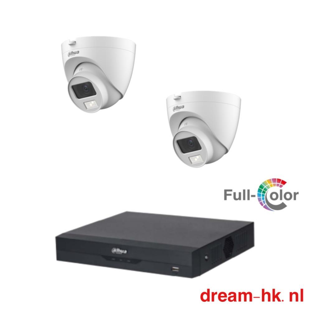 5MP Dahua WizSense Full Color  set/4CH DVR+2x camera(Audio), Ophalen of Verzenden, Nieuw, Buitencamera