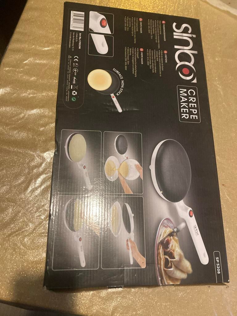 Sinbo SP-5208 Crêpe Maker - Nieuw in doos!, Ophalen of Verzenden, Vaatwasmachinebestendig, Nieuw, Tafelgrill