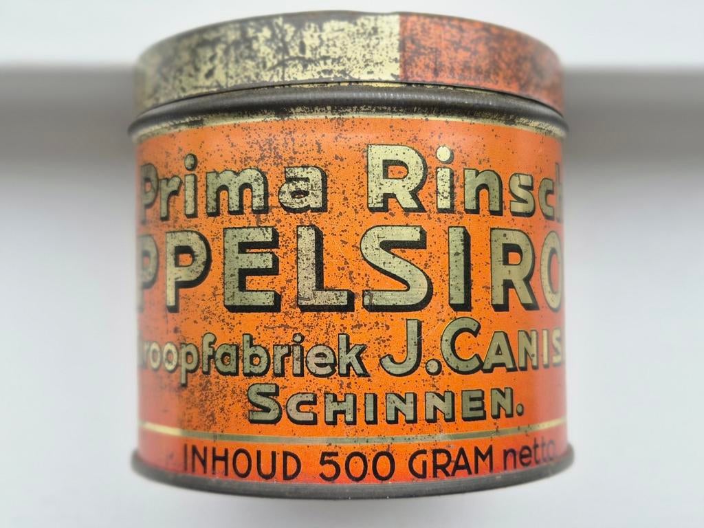 Prima Rinsche Appelstroop blik J.Canisius Schinnen, Verzamelen, Blikken, Ophalen of Verzenden, Gebruikt, Overige