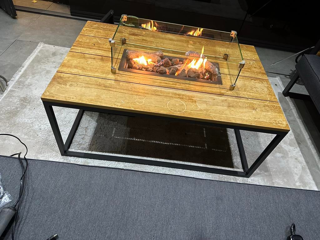 Mooie Haardtafel - Cosiloft 120 Black Frame / Teak Top, Ophalen, Zo goed als nieuw