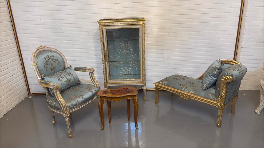 Vitrine halbankje en stoel, Ophalen of Verzenden