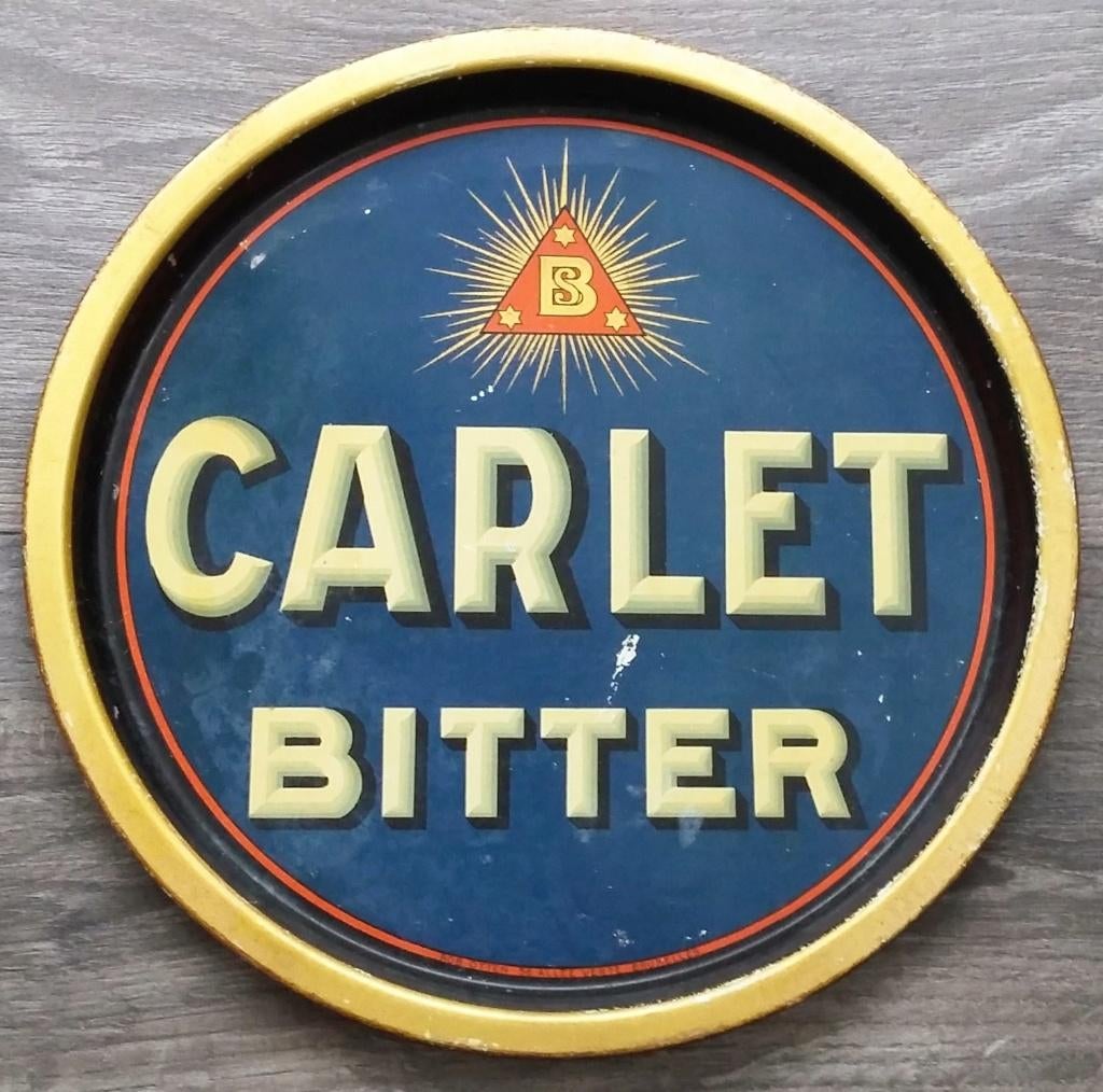 1920-1925 Reclame Dienblad Cafe Herberg Kroeg CARLET BITTER, Nvt., Gebruikt, Gebruiksvoorwerp, Ophalen of Verzenden