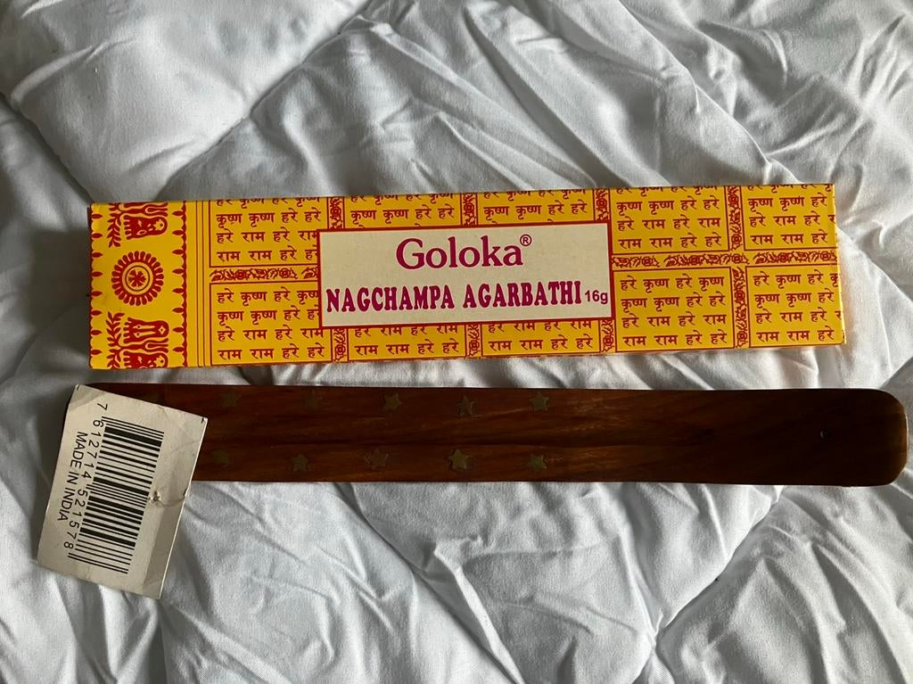 Goloka nagchampa wierook met plankje, Ophalen of Verzenden, Nieuw, Bruin