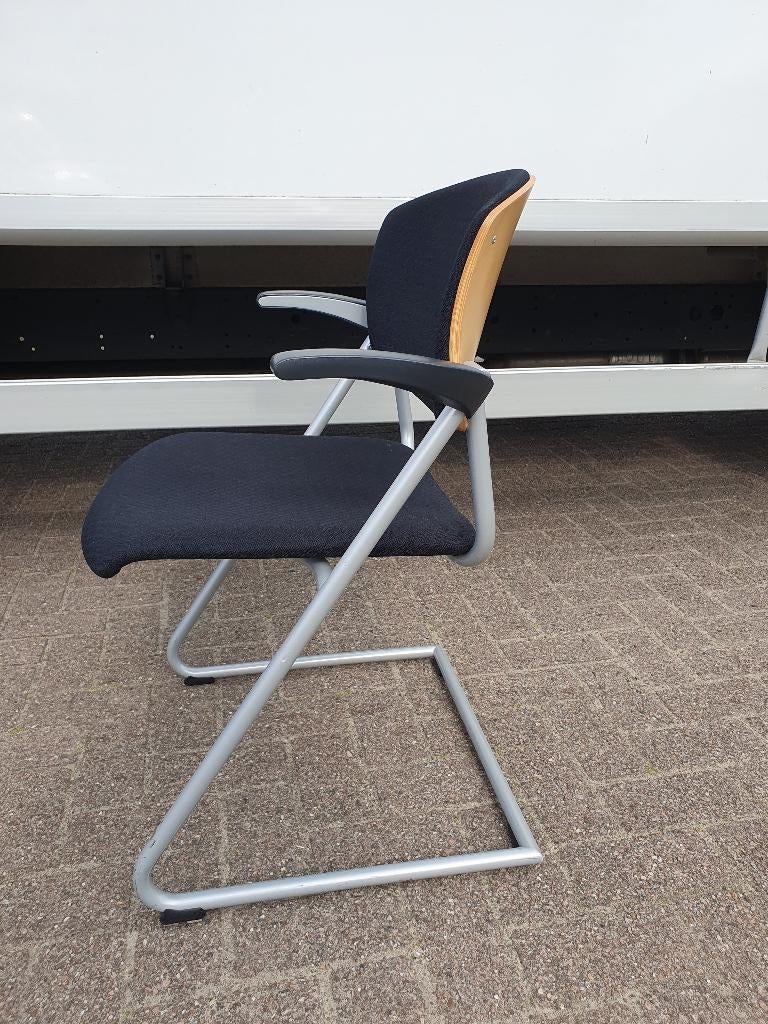 6x luxe nette Drabert vergaderstoel, zwart + hout + armlegge, Huis en Inrichting, Stoelen, Postbus, Zwart, Ophalen of Verzenden