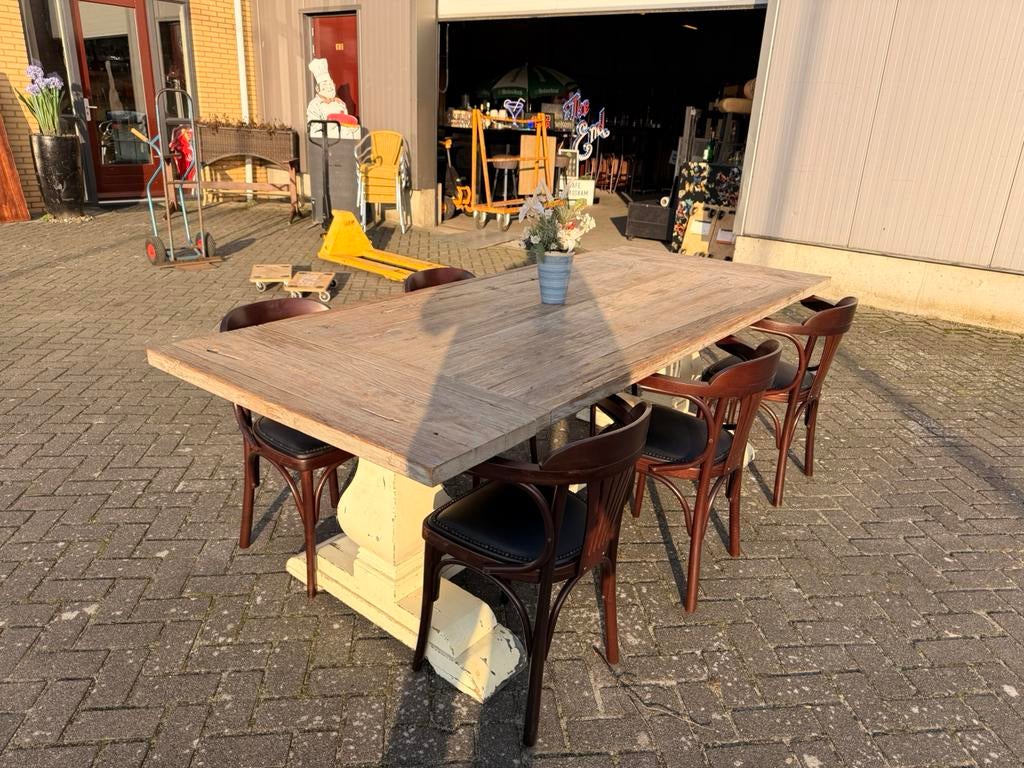 Kloostertafel stamtafel 240x100 cm tafel eettafel, Gebruikt, 200 cm of meer, Vijf personen of meer, Kloostertafel retro vintage klassiek
