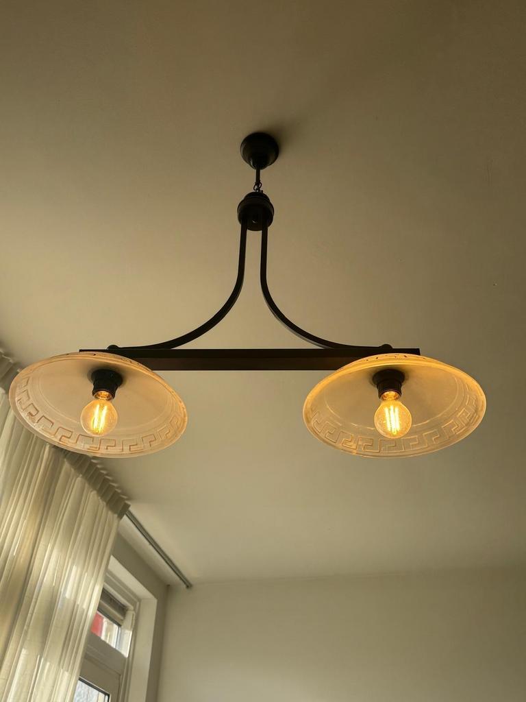 Griekse Stijl Lamp met 2 Lichtpunten, Huis en Inrichting, Ophalen, Gebruikt, 50 tot 75 cm, Griekse