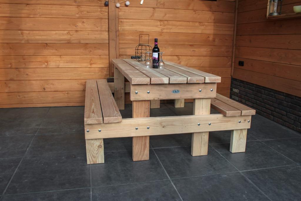 Moderne picknicktafel geschaafd Douglas, Ophalen, Nieuw, Hout