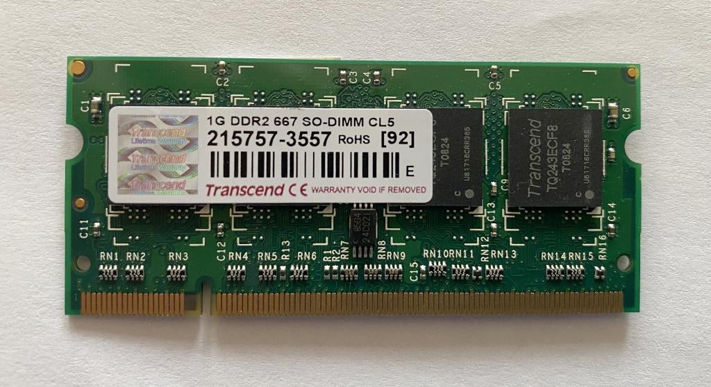 Geheugen Module | 1Gb | DDR2-667Mhz | CL5 | SODIMM, Ophalen of Verzenden, DDR2, Laptop, Gebruikt