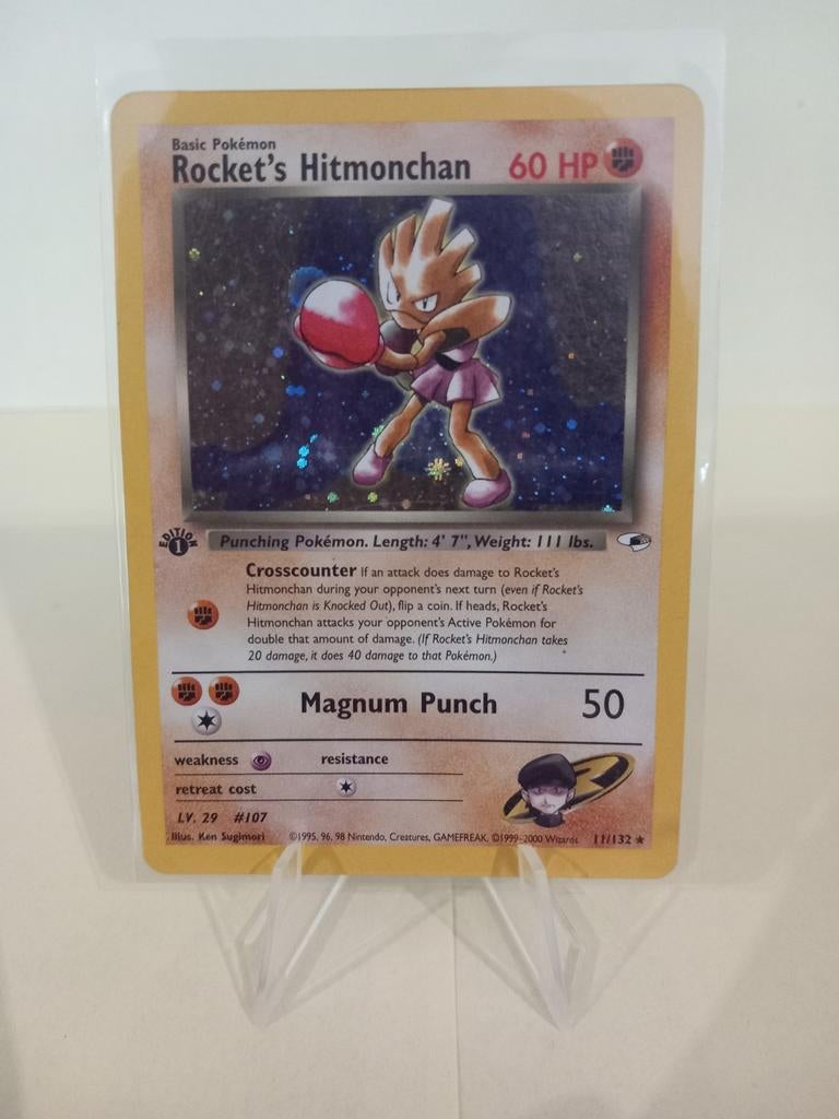 Pokemon| Rocket's Hitmonchan #11 - Rare Holo - 1st Edition, Ophalen of Verzenden, Gebruikt, Losse kaart, Foil