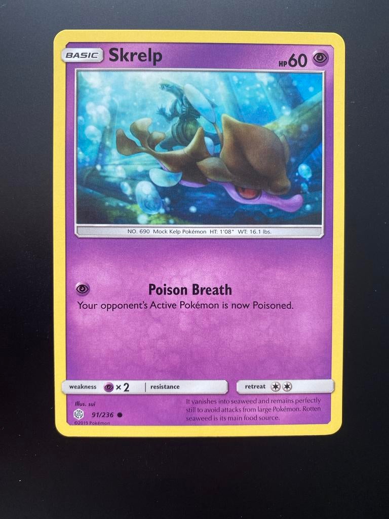Skrelp 91/236 Pokémon S&M Cosmic Eclipse Mint Packfresh, Ophalen of Verzenden, Zo goed als nieuw, Losse kaart