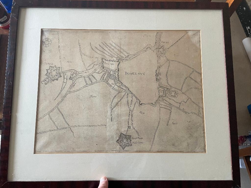 Oude gravure vesting Bois Le Duc 18e eeuw, Antiek en Kunst, Kunst | Etsen en Gravures, Ophalen of Verzenden