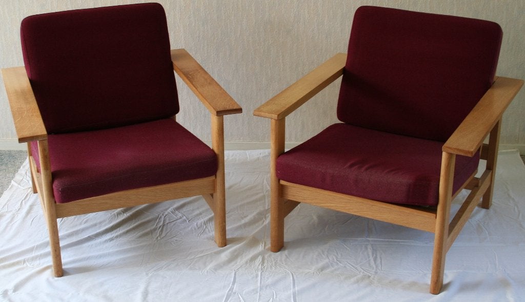 Deense Søren Holst fauteuils model 2415, Huis en Inrichting, Fauteuils, Ophalen, Gebruikt, 75 tot 100 cm, Hout