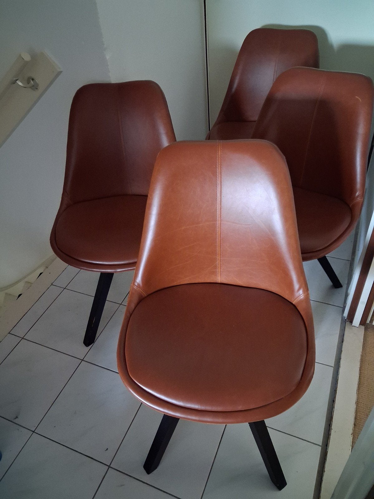 stoelen 4 stuks totaal, Ophalen, Bruin, Leer