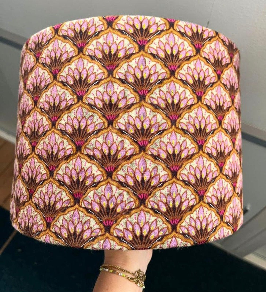 Unieke cilinder lampenkap met metallic garen! Nieuw, Ophalen of Verzenden, Zo goed als nieuw