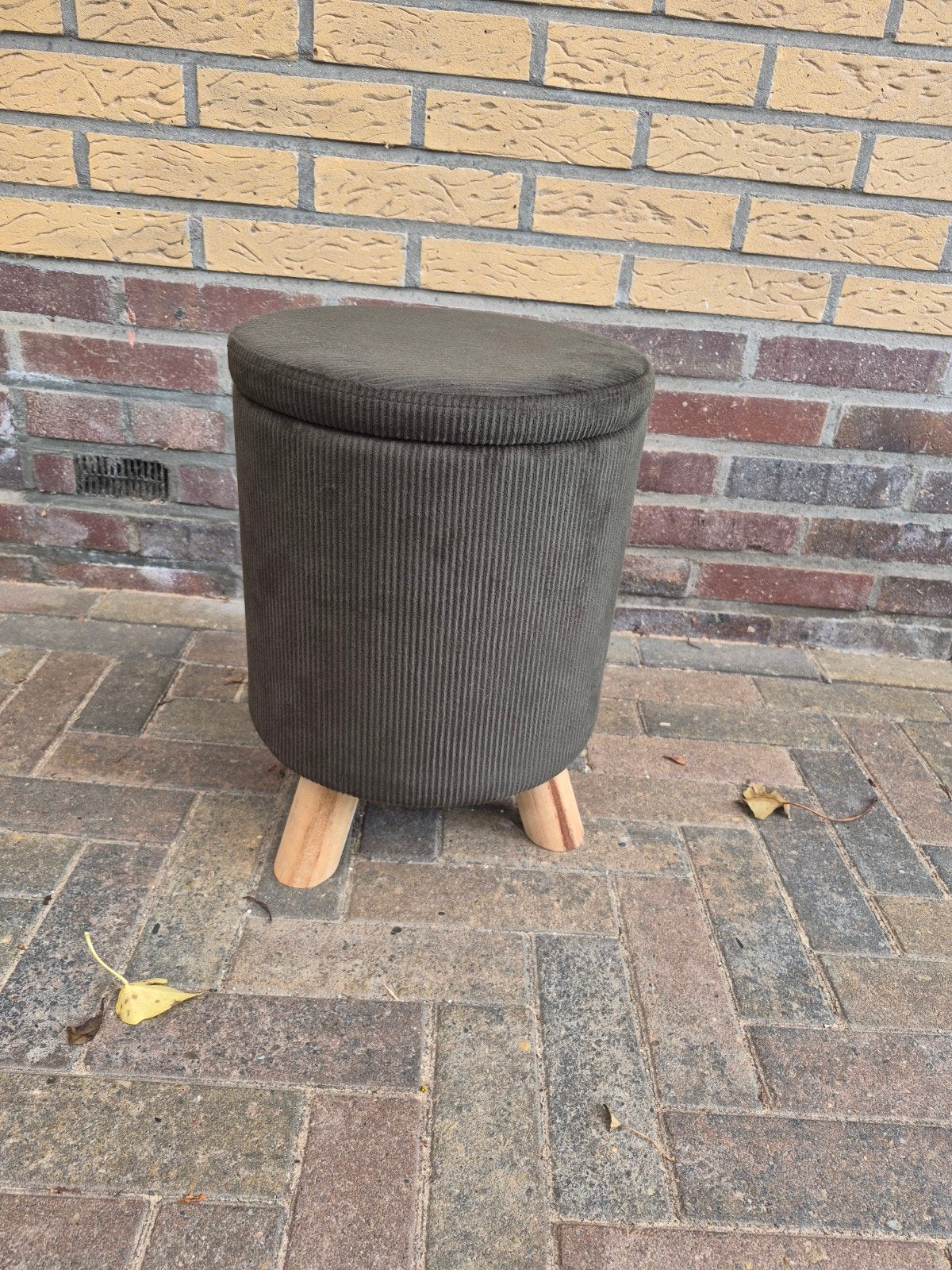 Senza ribfluwelen poef met opbergruimte, Ophalen, Zo goed als nieuw, Hout