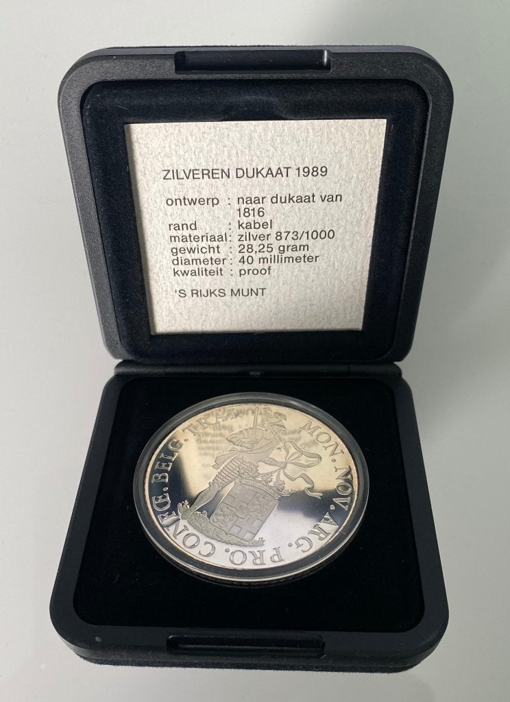 Zilveren Dukaat 1989 - naar dukaat van 1816, Ophalen of Verzenden, Zilver