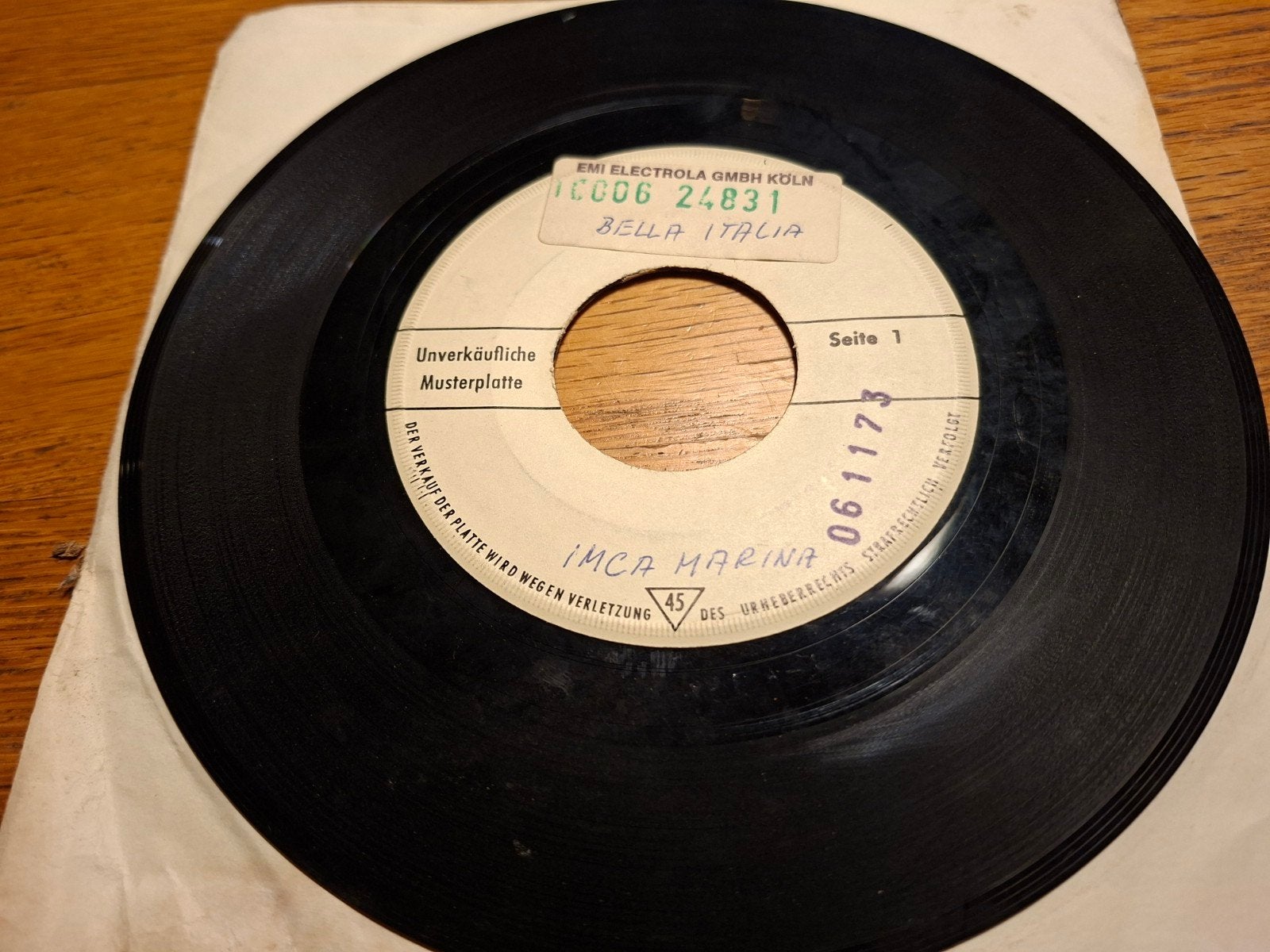 IMCA MARINA - Bella Italia - 45 Toeren Single (EMI Electrola, Ophalen of Verzenden, Gebruikt, Overige formaten, Overige typen