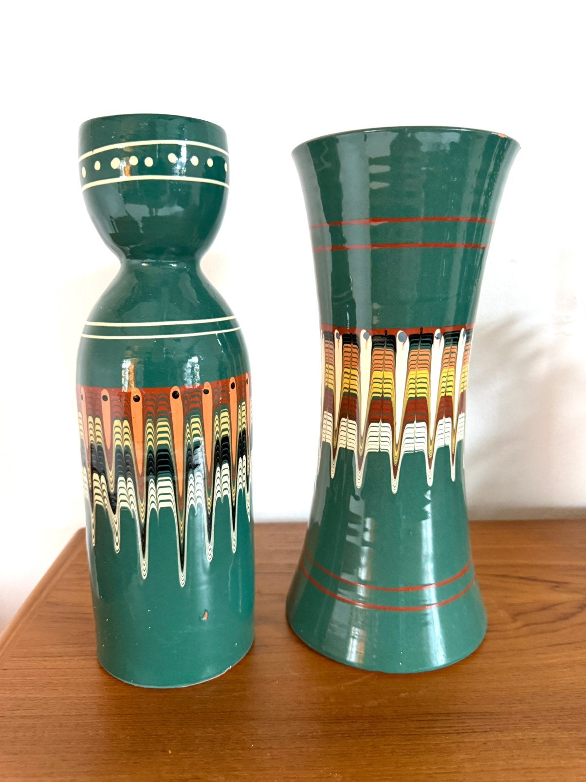 Set van 2 vintage keramieken vazen, Troyan ‘70, Ophalen of Verzenden