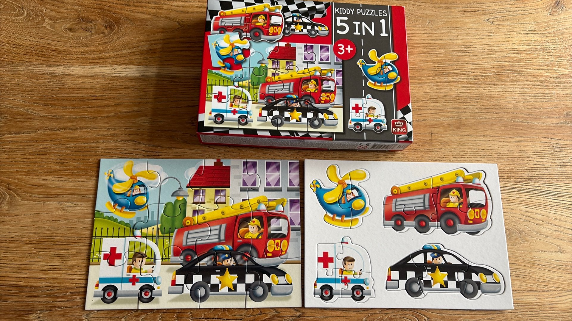 5 in 1 voertuigen puzzel, Ophalen of Verzenden, 10 tot 50 stukjes, Zo goed als nieuw